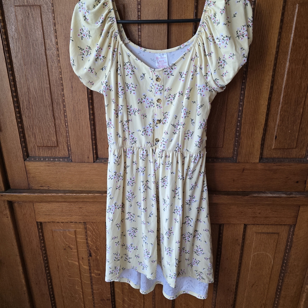 No Boundaries Yellow Floral Button-Down Dress